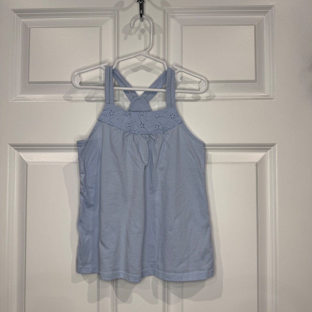 OshKosh B'gosh Girls Light Blue Eyelet Racerback‎ Tank Top Size 7